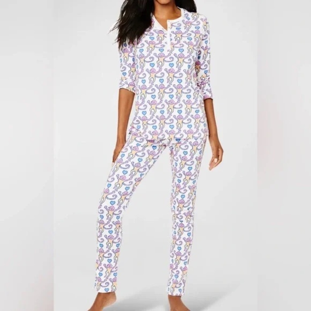 Roller Rabbit Lovely Monkey Pima Cotton Long Sleeve Pajamas XXS - Picture 2 of 11